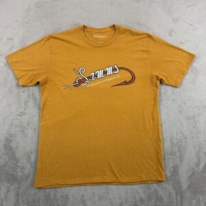 Simms Fishing Hook Center Logo T Shirt in Brown Men Medium Short Sleeve